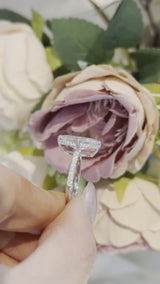 Marquise Cut with Hidden Halo on Pave Band Moissanite Engagement Ring