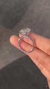 Valorie - Radiant cut Lab grown diamond hidden halo on plain band engagement ring
