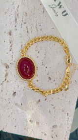 Carnelian Cuban Curb Link Bracelet