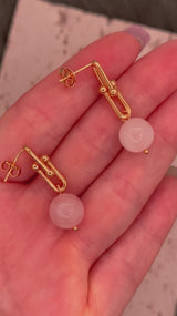 Rose Quartz U Link Earrings
