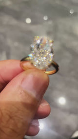 Valorie - Oval Cut Lab Grown Diamond Hidden Halo on Plain Band Engagement Ring