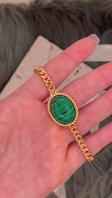 Malachite Cuban Curb Link Bracelet