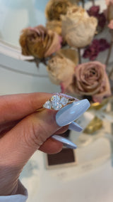 Selene - Oval and Half Moon Three Stone Moissanite Engagement Ring