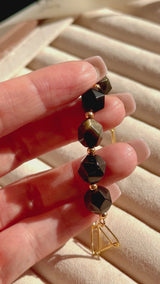 Black Obsidian (Gold Sheen) 5 Stone Paperclip Chain Bracelet
