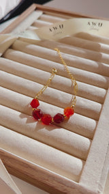 Carnelian 5 Stone Paperclip Chain Bracelet
