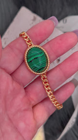 Malachite Cuban Curb Link Bracelet