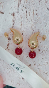 Carnelian Tear Drop Earrings