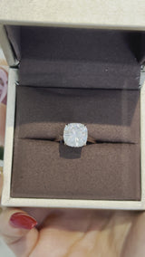 Cushion Cut with Hidden Halo on Plain Band Cathedral Moissanite Engagement Ring