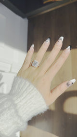 Radiant Halo on Pave Band Moissanite Engagement Ring