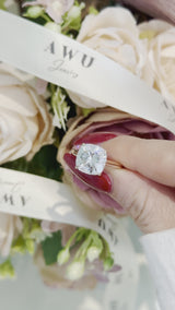 Cushion Cut with Hidden Halo on Plain Band Cathedral Moissanite Engagement Ring