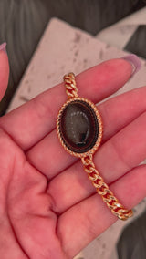 Black Obsidian (Gold Sheen) Cuban Curb Link Bracelet
