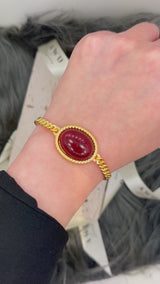 Carnelian Cuban Curb Link Bracelet