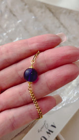 Amethyst Half Cuban Half Paperclip Chain Bracelet