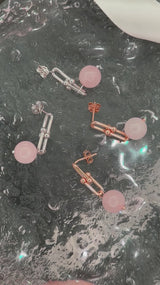 Rose Quartz U Link Earrings