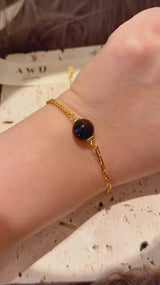 Black Obsidian (Gold Sheen) Half Cuban Half Paperclip Chain Bracelet