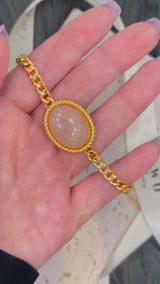 Rose Quartz Cuban Curb Link Bracelet