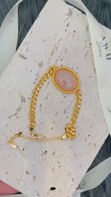 Rose Quartz Cuban Curb Link Bracelet