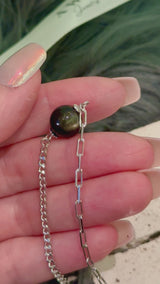 Black Obsidian (Gold Sheen) Half Cuban Half Paperclip Chain Bracelet