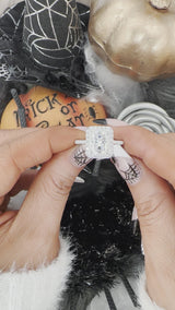 Radiant Halo on Pave Band Moissanite Engagement Ring