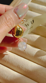 Milky Moonstone Tear Drop Earrings