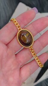 Tiger's Eye Cuban Curb Link Bracelet