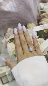 Emerald Cut with Marquise Side Stone Band with Hidden Halo Moissanite Engagement Ring