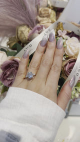 Hazel - Oval and Pear Three Stone Moissanite Engagement Ring