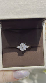 Hazel - Oval and Pear Three Stone Moissanite Engagement Ring