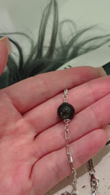 Black Obsidian (Gold Sheen) Half Cuban Half Paperclip Chain Bracelet