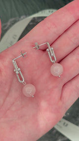 Rose Quartz U Link Earrings