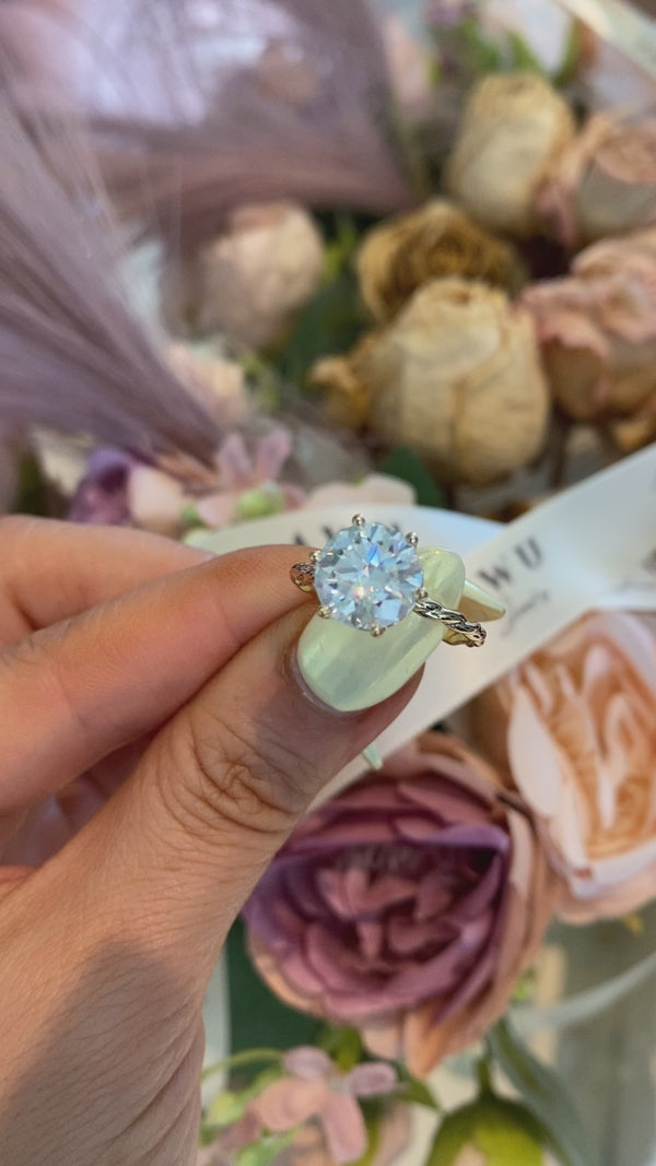Round Twisted Cable Solitaire Moissanite Engagement Ring