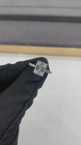 Emerald Cut with Pave Hidden Basket Low Set Moissanite Engagement Ring