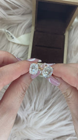Cushion (Elongated Cushion) with Hidden Halo on Plain Band Moissanite Engagement Ring