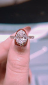 Oval Vintage Graduated Halo Moissanite Engagement Ring