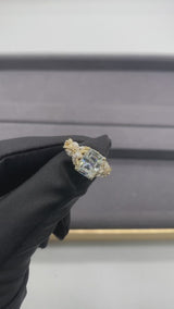 Radiant Cut Twisted Vine Marquise Side Stone Moissanite Engagement Ring