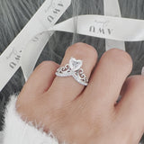Heart Crown V Curve Moissanite Promise Ring