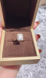 Radiant Cut Hidden Collar Halo Moissanite Engagement Ring