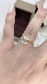 Emerald Two-Tone Cathedral Solitaire Moissanite Engagement Ring