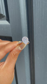 Pear Halo on Pave Band Moissanite Engagement Ring