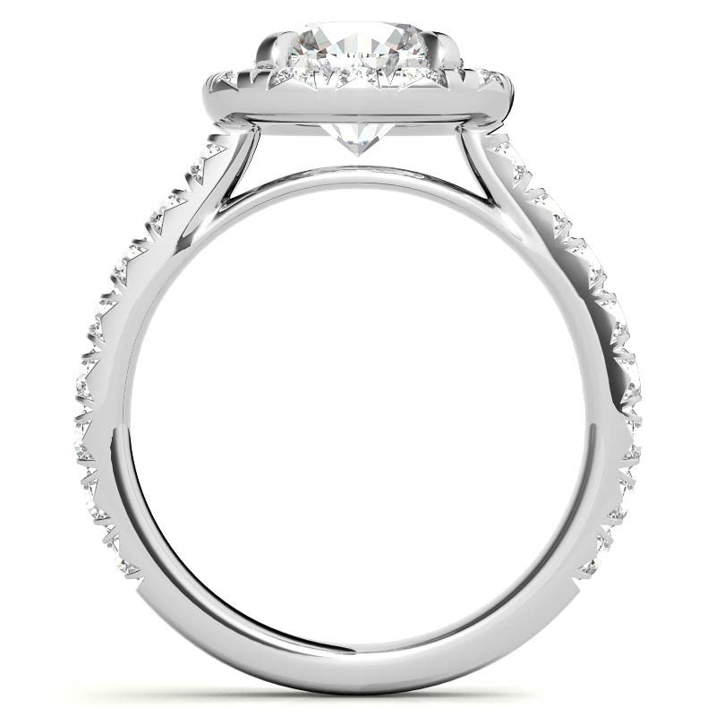 Round cut Cushion Halo Moissanite Engagement Ring