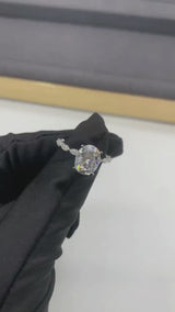 Amelia - Oval Hidden Halo on Marquise Band Moissanite Engagement Ring