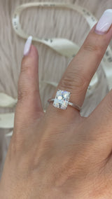 Radiant Cut Hidden Collar Halo Moissanite Engagement Ring