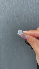 Kayla - Princess Cut Open Hidden Halo on Pave Band Moissanite Engagement Ring