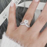 Heart Crown V Curve Moissanite Promise Ring