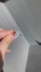 Cushion (Elongated Cushion) with Hidden Halo on Plain Band Moissanite Engagement Ring