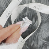 Heart Crown V Curve Moissanite Promise Ring