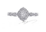 Oval Vintage Graduated Halo Moissanite Engagement Ring