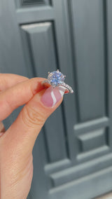 Valley - Round Cut Hidden Halo on Pave Band Moissanite Engagement Ring