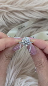 Valley - Round Cut Hidden Halo on Pave Band Moissanite Engagement Ring
