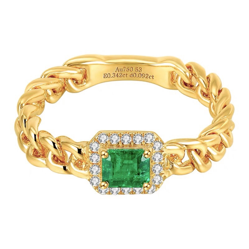 Rectangle Emerald Link Ring